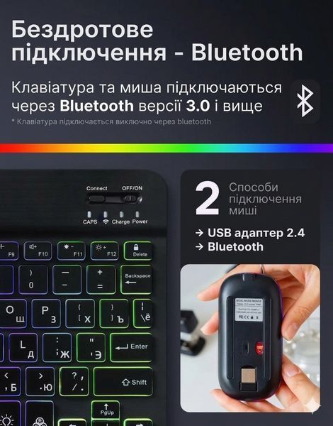 Клавиатура и мышь &mdash; беспроводные (Bluetooth) с подсветкой Keyboard-xPad фото